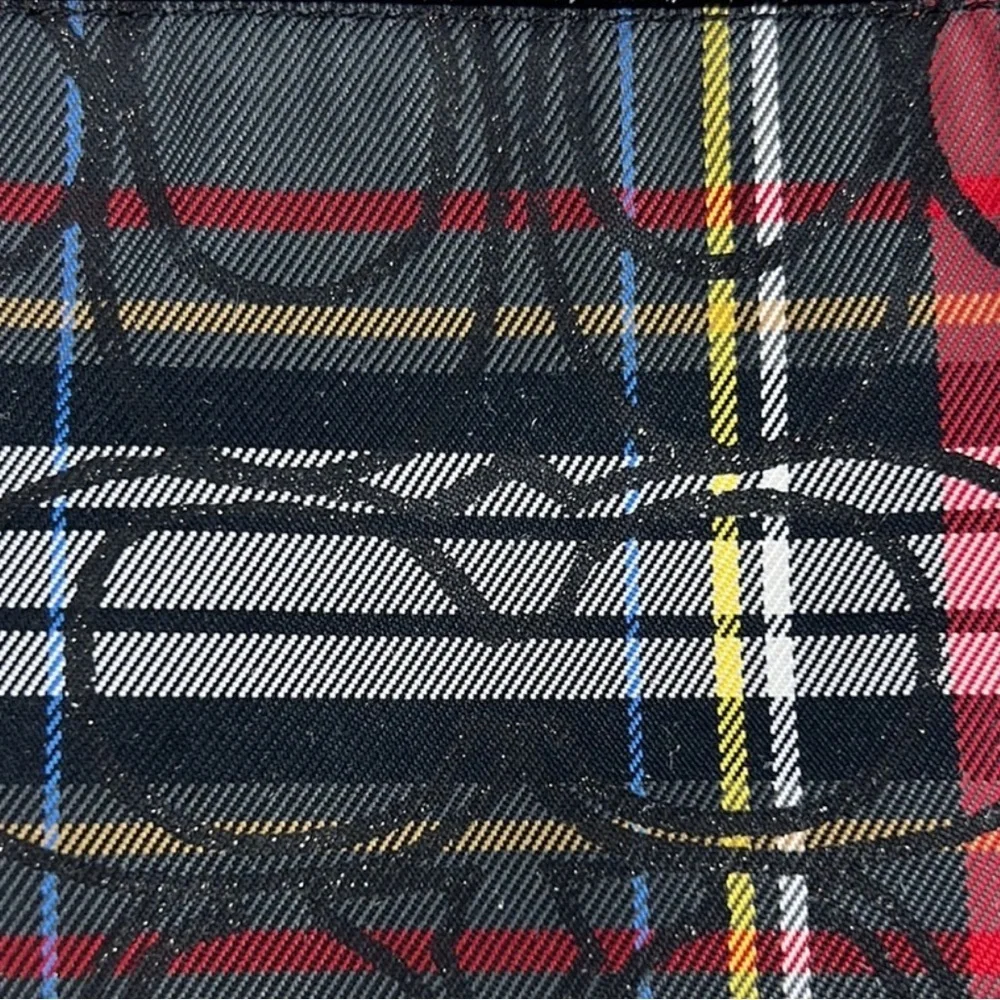 Coach Poppy Tartan Plaid Wristlet Black Red  Graffiti Patent Leather Y2K Vintage